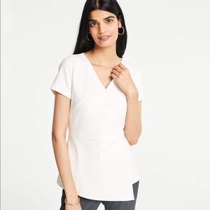 Ann Taylor V-Neck Ponte Peplum Top